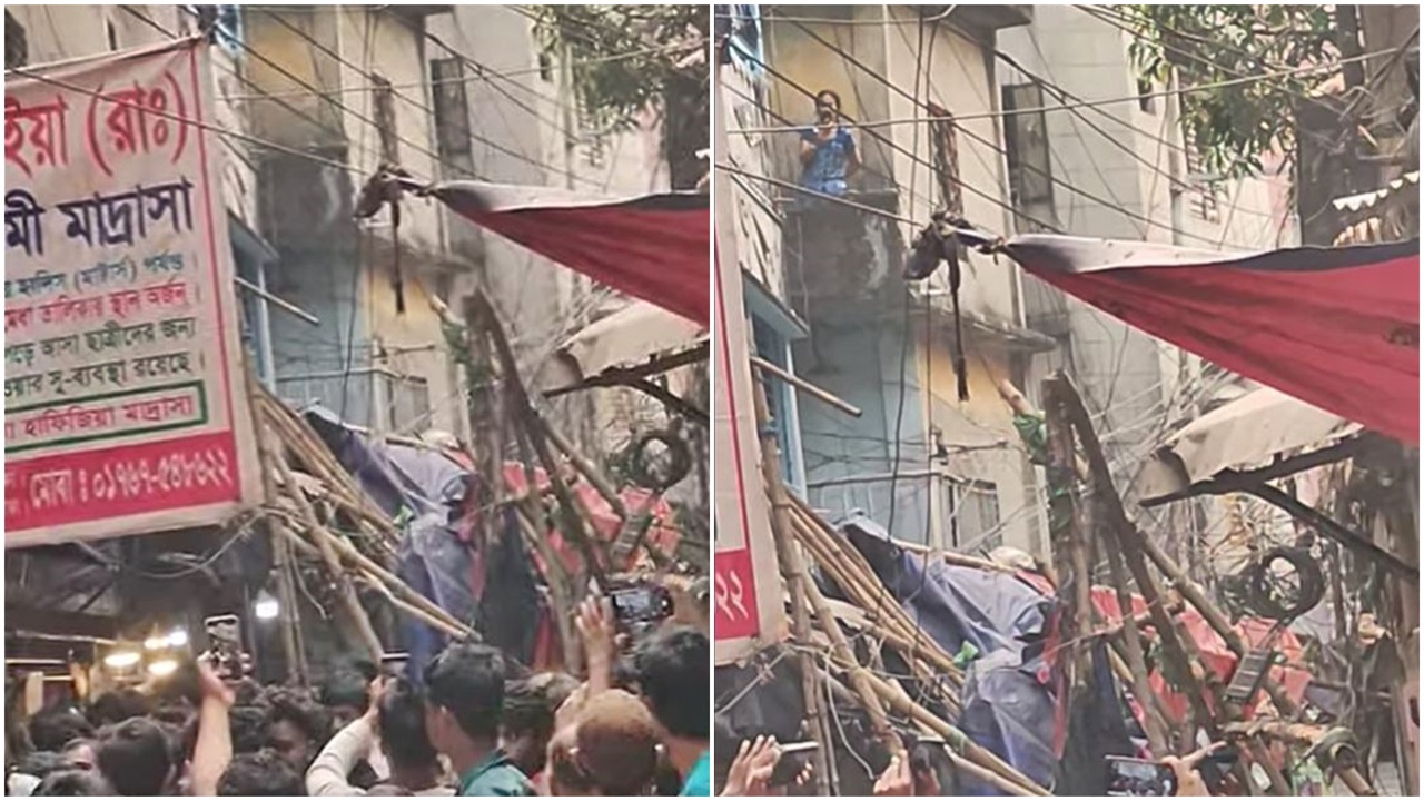 ভূমিকম্পে আরমানিটোলায় ভবন, ধসে পড়েছে একাংশ